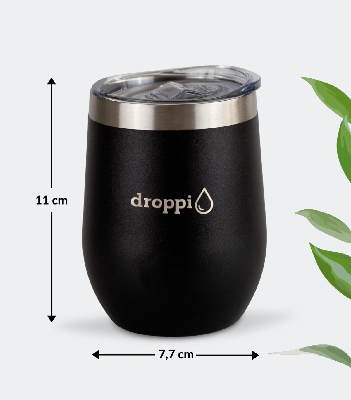 Droppi Flipp Tumbler Fekete, méretekkel