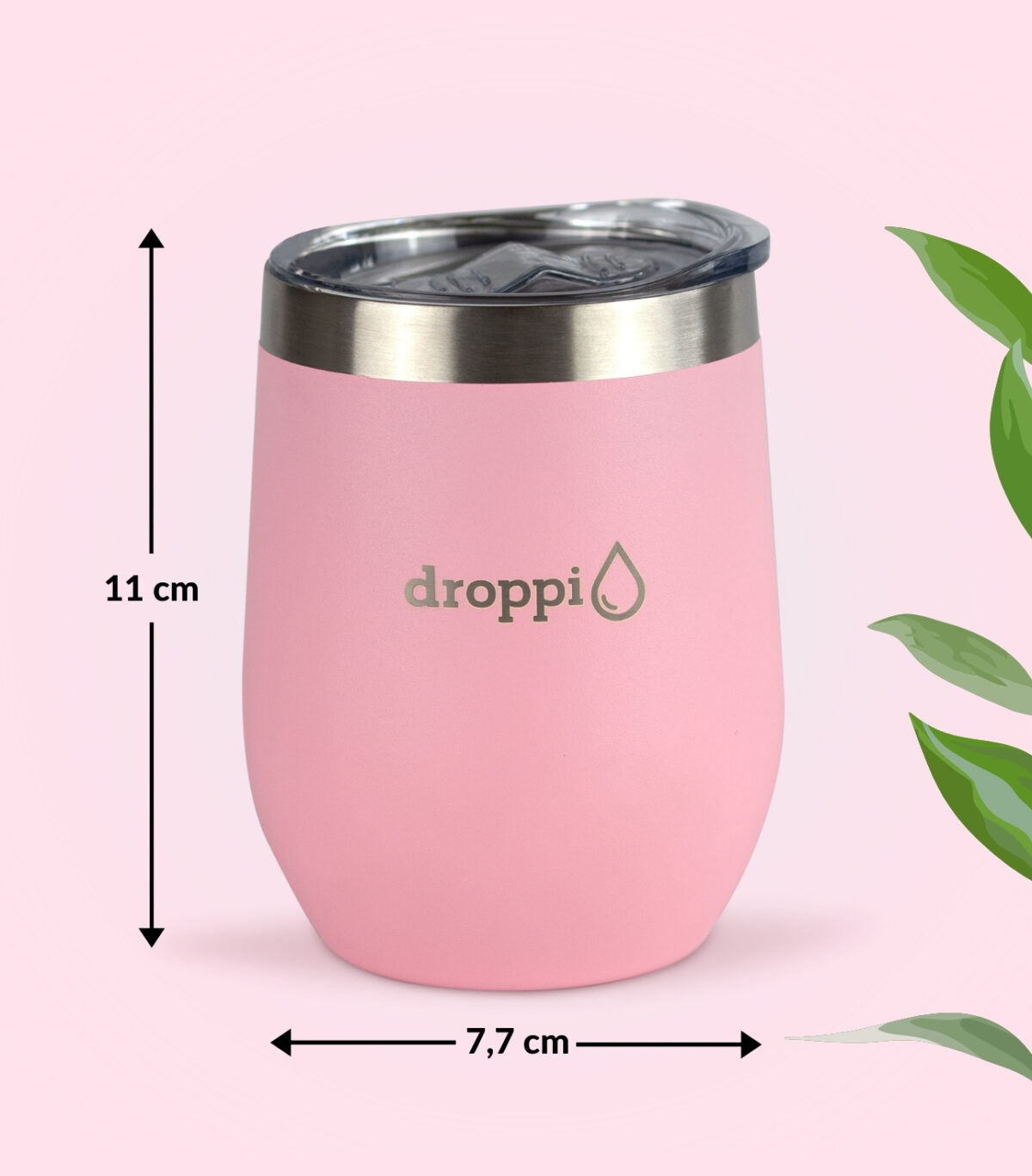 Droppi Flipp Tumbler Light Pink, méretekkel