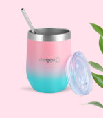 Droppi Flipp Tumbler Pink-Türkiz, BPA-mentes tetővel és nemesacél szívószállal