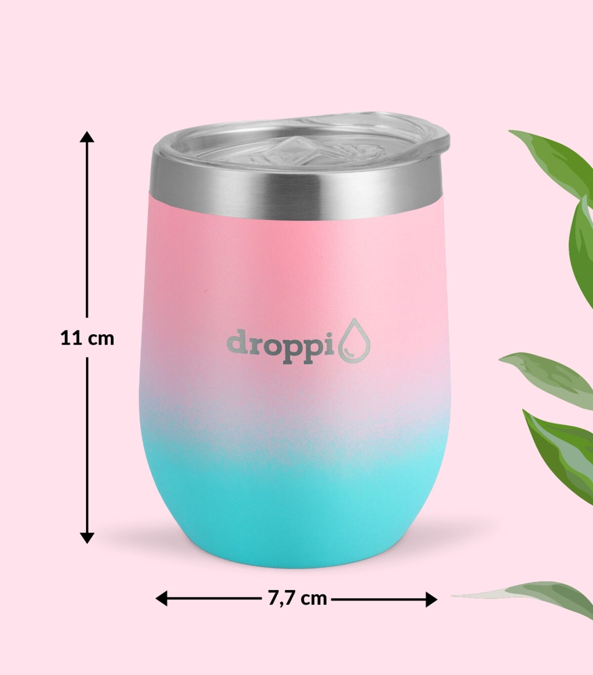 Droppi Flipp Tumbler Pink-Türkiz, méretekkel