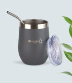 Droppi Flipp Tumbler Szürke, BPA-mentes tetővel és nemesacél szívószállal
