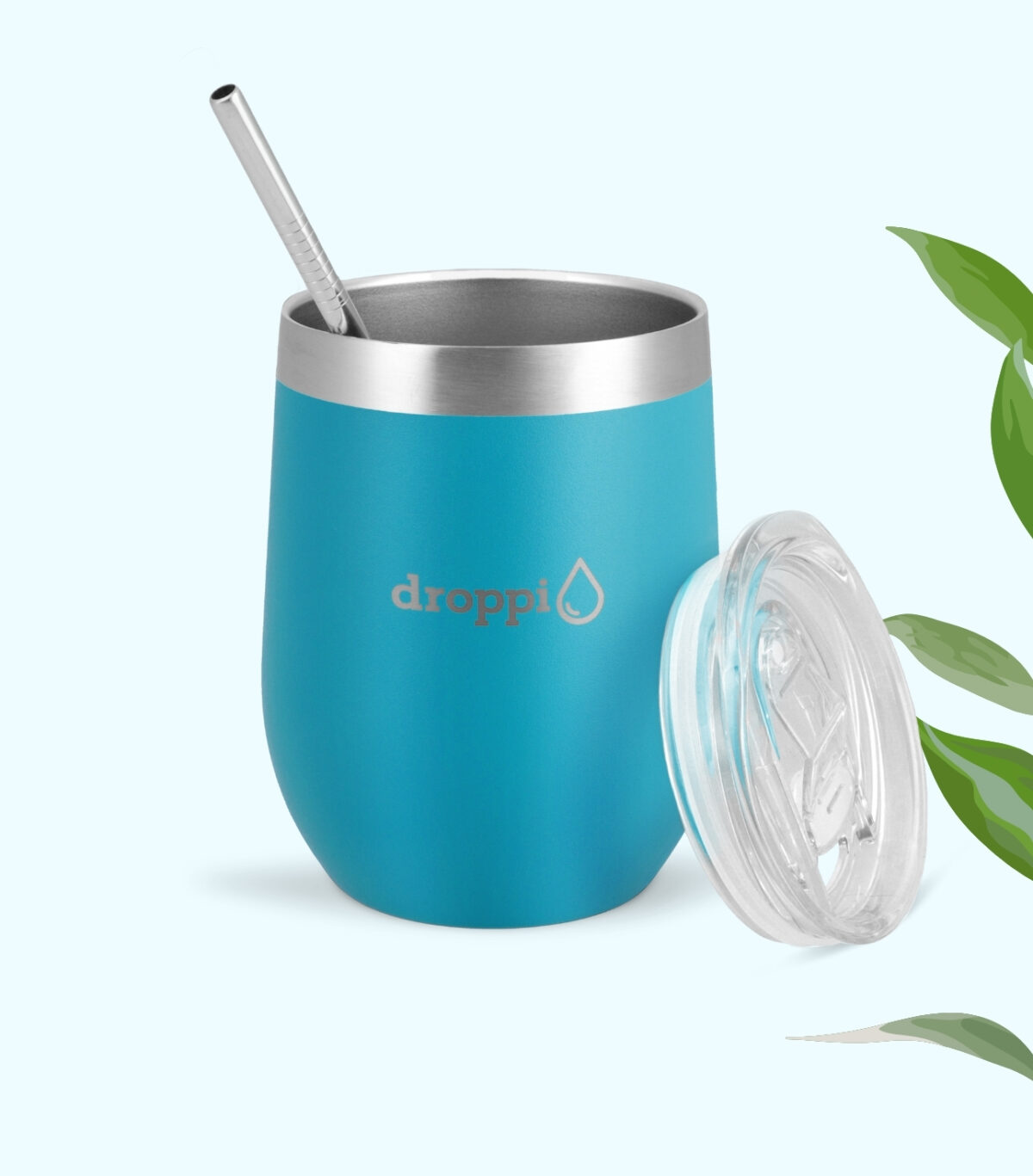 Droppi Flipp Tumbler Tengerkék, BPA-mentes tetővel és nemesacél szívószállal