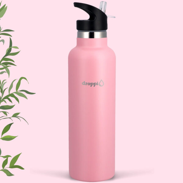 Droppi Lima Hőtartó Palack Light Pink, BPA-mentes, szívószálas sportkupakkal