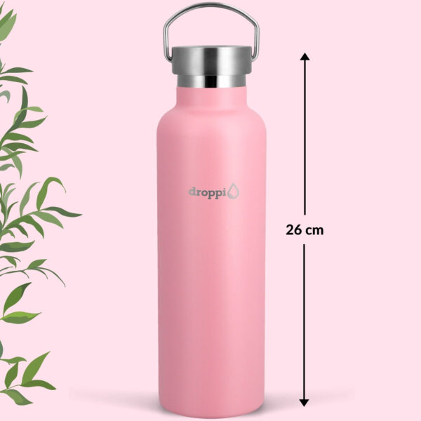 Droppi Lima Hőtartó Palack Light Pink, méretekkel