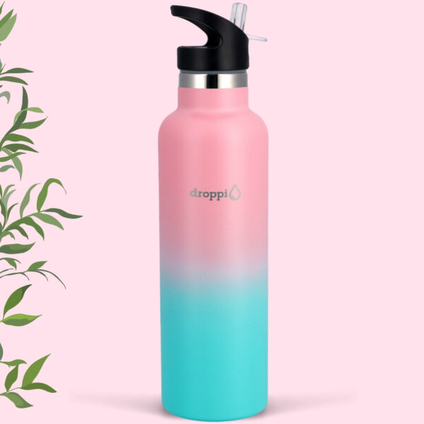 Droppi Lima Hőtartó Palack Pink-Türkiz, BPA-mentes, szívószálas sportkupakkal