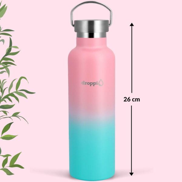 Droppi Lima Hőtartó Palack Pink-Türkiz, méretekkel