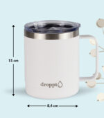 Droppi Lima Termoszbögre Fehér, méretekkel