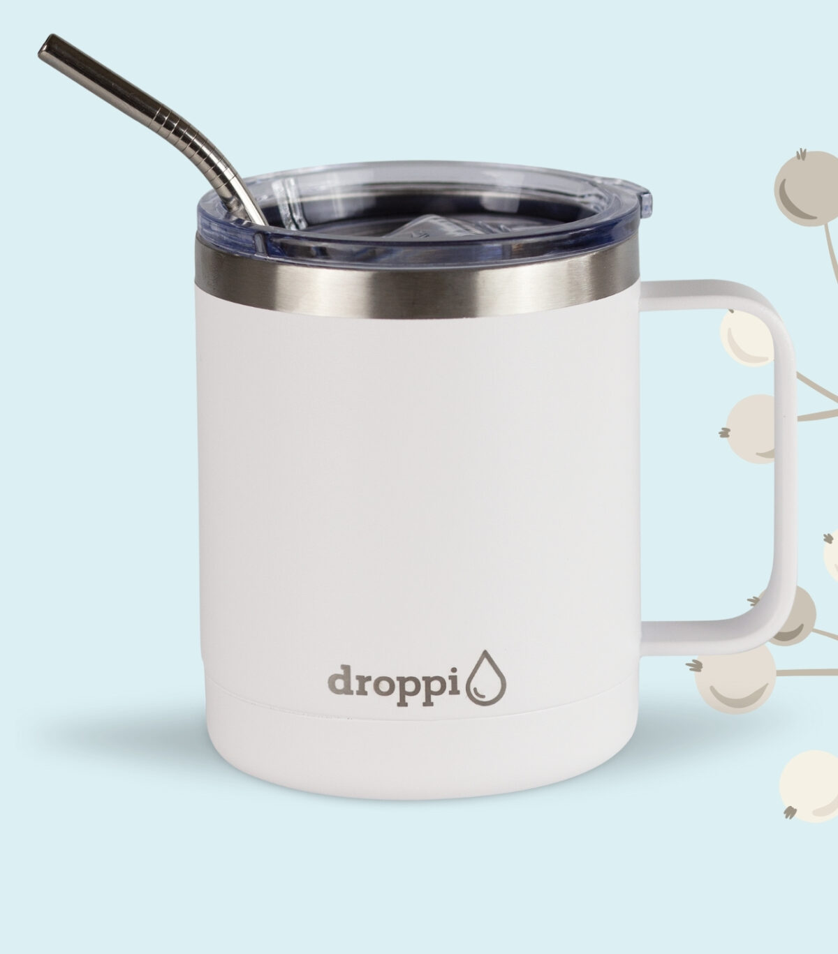 Droppi Lima Termoszbögre Fehér, zárt állapotban