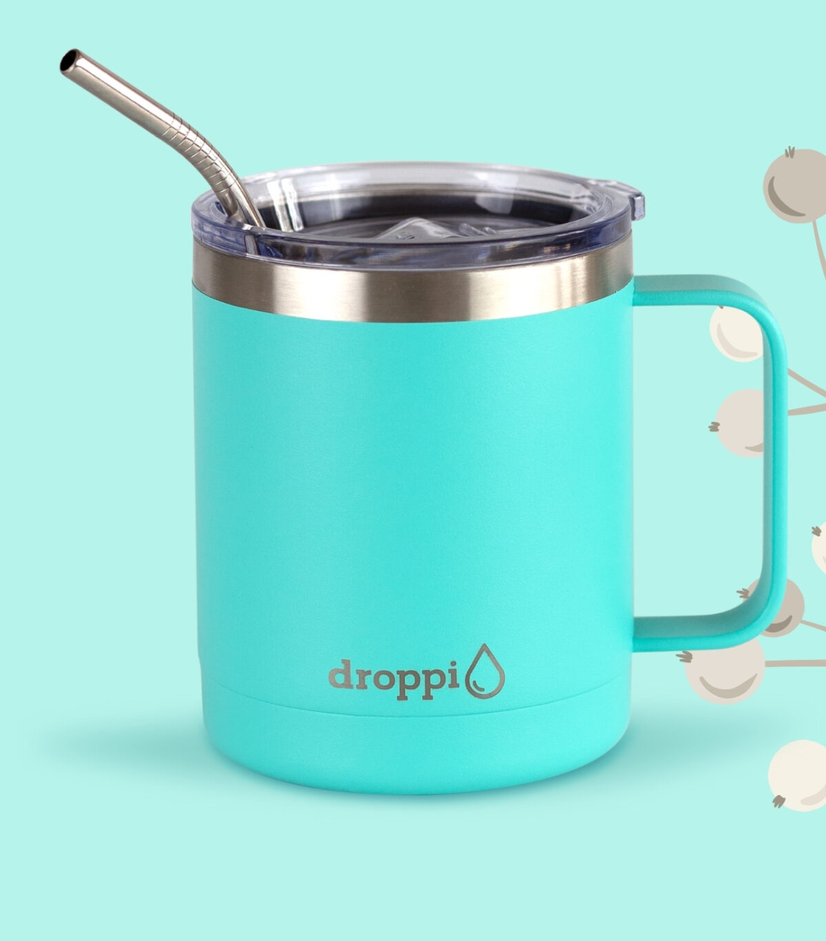 Droppi Lima Termoszbögre Türkiz, zárt állapotban