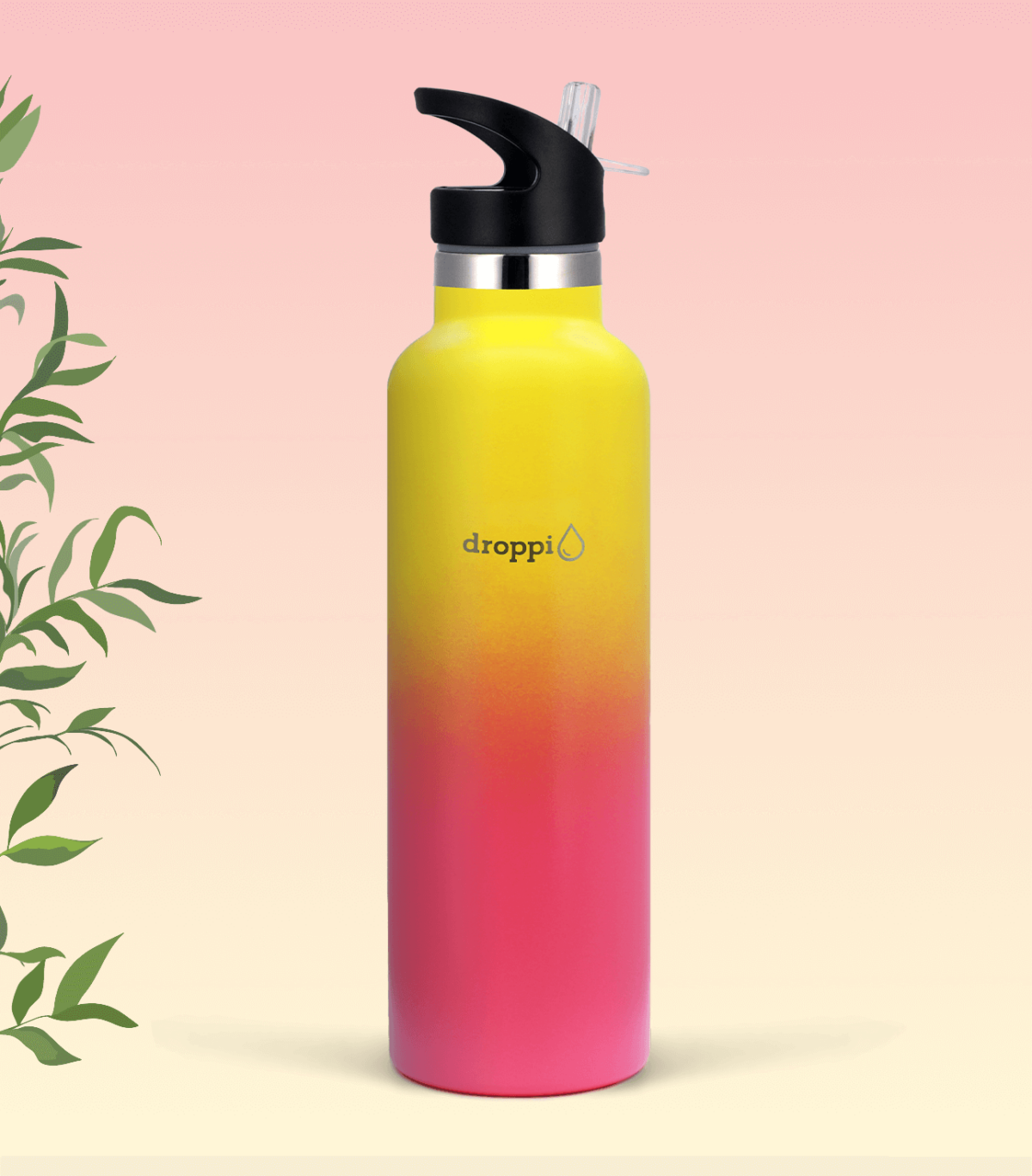 Droppi Lima Hőtartó Palack Sárga-Pink (750ml) sport kupakkal
