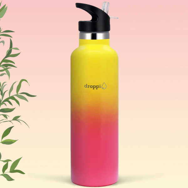 Droppi Lima Hőtartó Palack Sárga-Pink (750ml) sport kupakkal