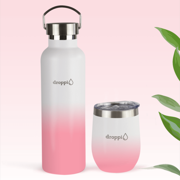 Droppi Tumbler és Palack Termékcsomag Fehér-Pink