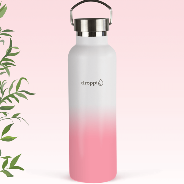 Droppi Lima Hőtartó Palack Fehér-Pink (750ml) fém kupakkal