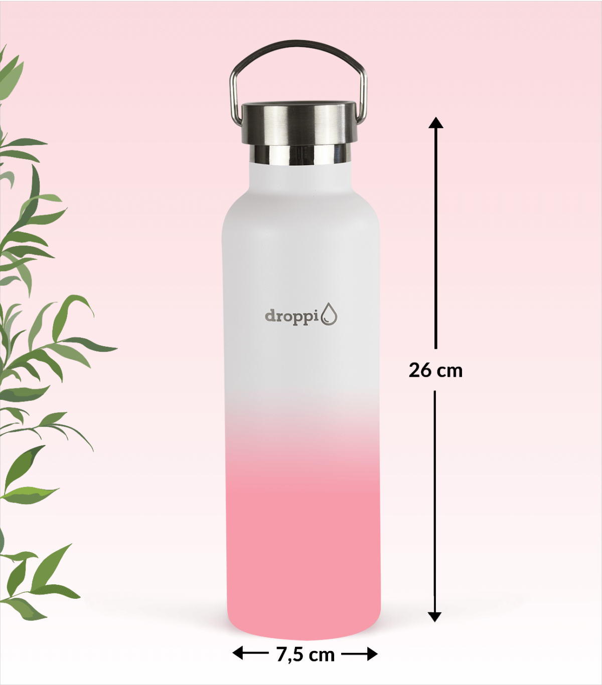 Droppi Lima Hőtartó Palack Fehér-Pink (750ml) fém kupakkal